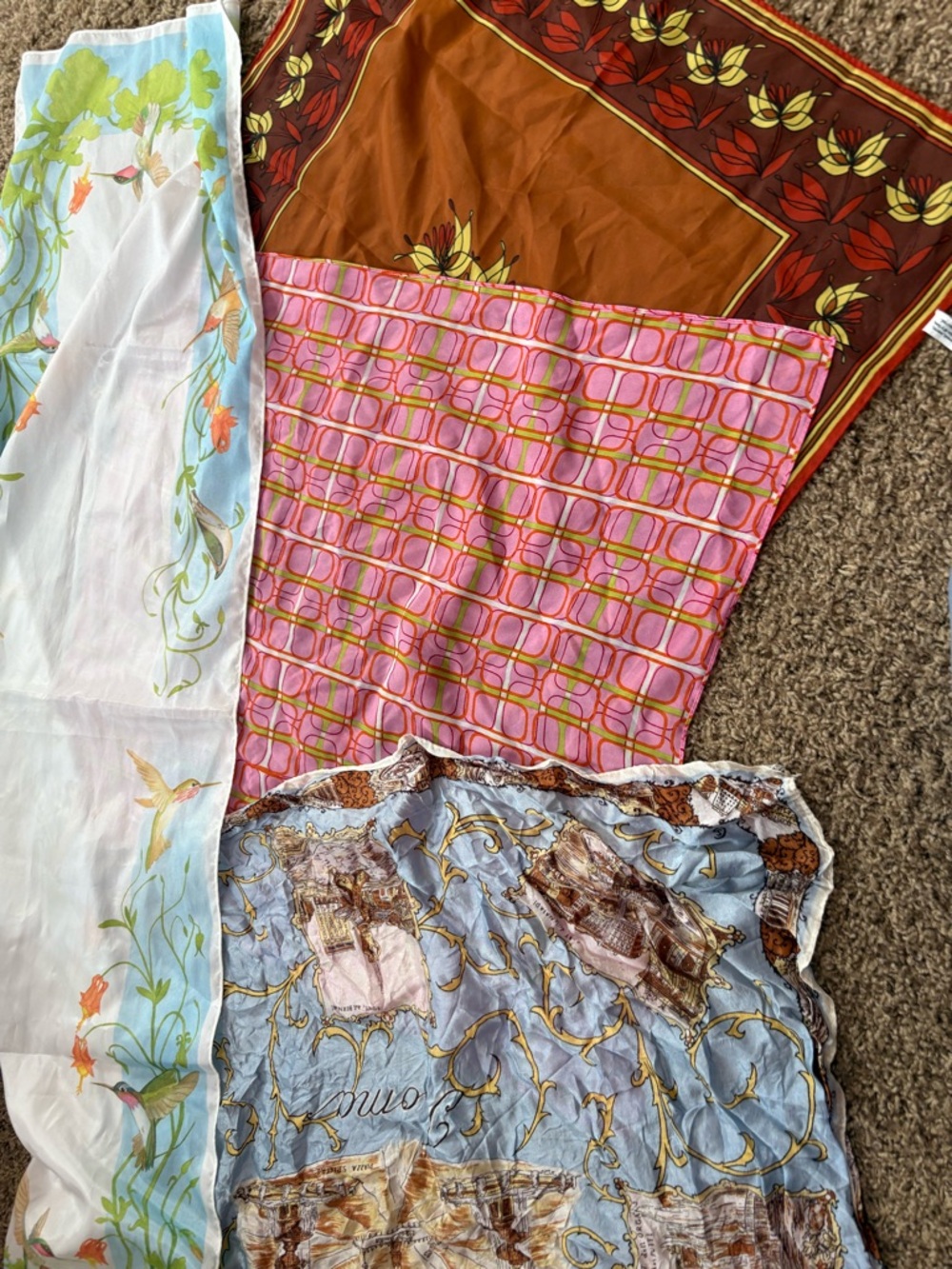 Mixed-Pattern Women’s Scarves Bundle - Pink, Brown, Blue, White